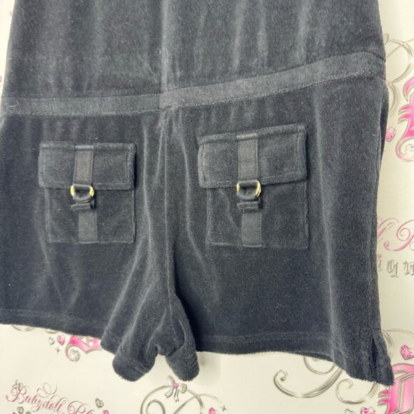 Juicy couture romper pockets on back shorts towel terry cloth black gold accent - Picture 5 of 9